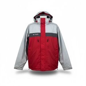 Columbia Men's Vibrant Red and Sleek Gray Ski Jacket 3 in 1 Ski Coat Mens XL